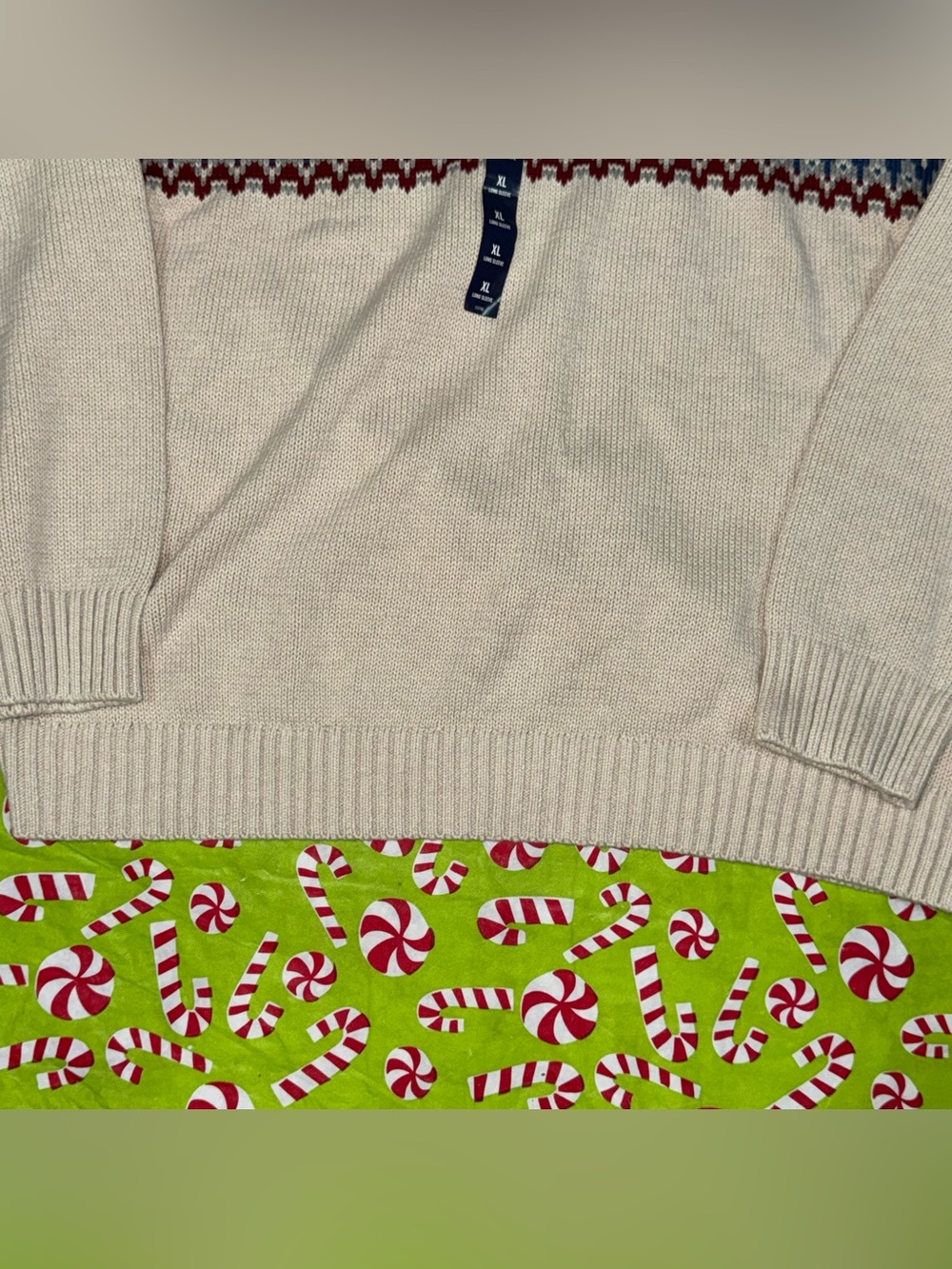 Izod Cream Fair Isle Quarter-Zip Sweater with Navy & Burgundy Pattern - Picture 8 of 16